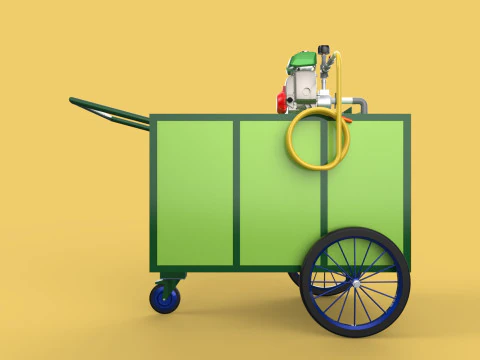 AGRICULTURE TANK GARDEN PRESSURE SPRAYER TROLLEY WASHING CART 3D Model