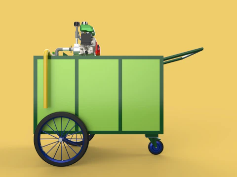 AGRICULTURE TANK GARDEN PRESSURE SPRAYER TROLLEY WASHING CART 3D Model