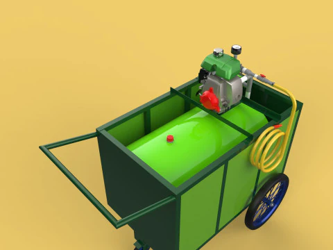 AGRICULTURE TANK GARDEN PRESSURE SPRAYER TROLLEY WASHING CART 3D Model