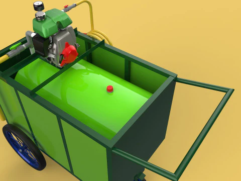 AGRICULTURE TANK GARDEN PRESSURE SPRAYER TROLLEY WASHING CART 3D Model