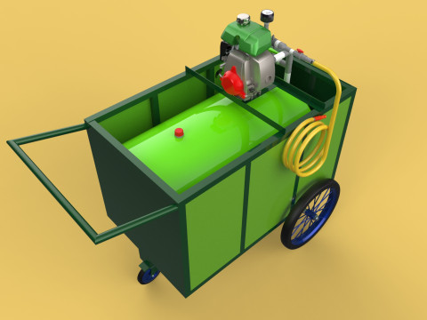 AGRICULTURE TANK GARDEN PRESSURE SPRAYER TROLLEY WASHING CART Modello 3D