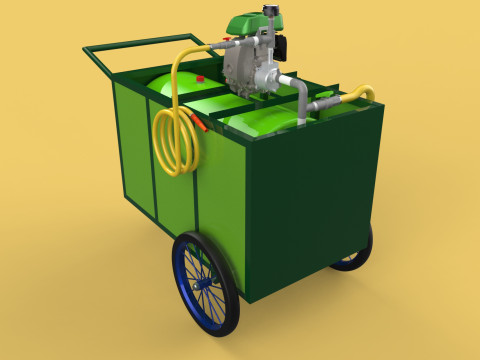 AGRICULTURE TANK GARDEN PRESSURE SPRAYER TROLLEY WASHING CART Modello 3D