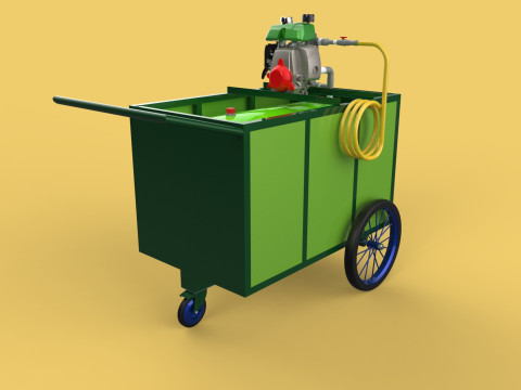 AGRICULTURE TANK GARDEN PRESSURE SPRAYER TROLLEY WASHING CART Modello 3D