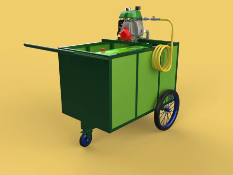 AGRICULTURE TANK GARDEN PRESSURE SPRAYER TROLLEY WASHING CART 3D Model