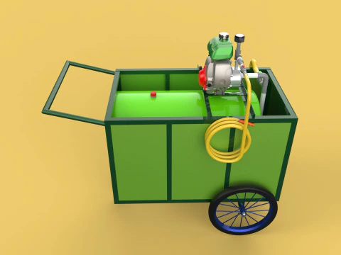AGRICULTURE TANK GARDEN PRESSURE SPRAYER TROLLEY WASHING CART 3D Model