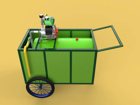 AGRICULTURE TANK GARDEN PRESSURE SPRAYER TROLLEY WASHING CART 3D Model