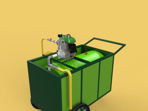 AGRICULTURE TANK GARDEN PRESSURE SPRAYER TROLLEY WASHING CART Modello 3D