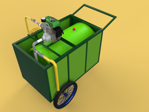 AGRICULTURE TANK GARDEN PRESSURE SPRAYER TROLLEY WASHING CART Modello 3D