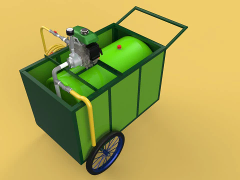 AGRICULTURE TANK GARDEN PRESSURE SPRAYER TROLLEY WASHING CART 3D Model