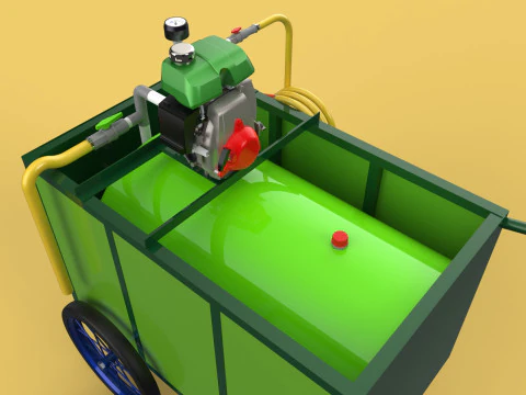 AGRICULTURE TANK GARDEN PRESSURE SPRAYER TROLLEY WASHING CART 3D Model