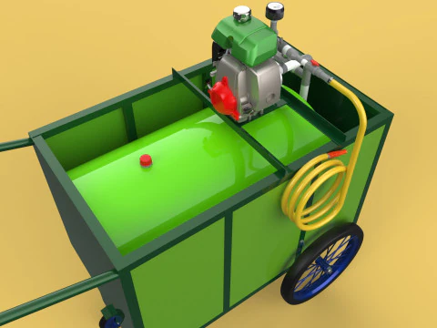 AGRICULTURE TANK GARDEN PRESSURE SPRAYER TROLLEY WASHING CART 3D Model