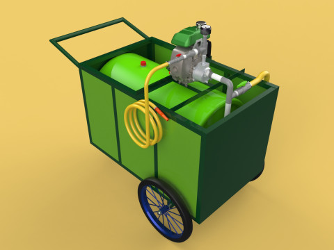 AGRICULTURE TANK GARDEN PRESSURE SPRAYER TROLLEY WASHING CART Modello 3D