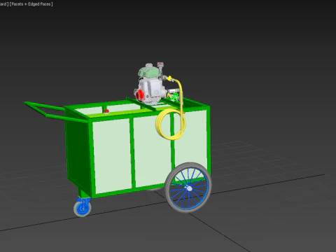 AGRICULTURE TANK GARDEN PRESSURE SPRAYER TROLLEY WASHING CART 3D Model