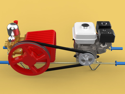 PLUNGER PUMP GASOLINE ENGINE SPRAYER PRESSURE WATER JET CAR WASH 3D Model