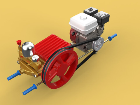 PLUNGER PUMP GASOLINE ENGINE SPRAYER PRESSURE WATER JET CAR WASH 3D Model