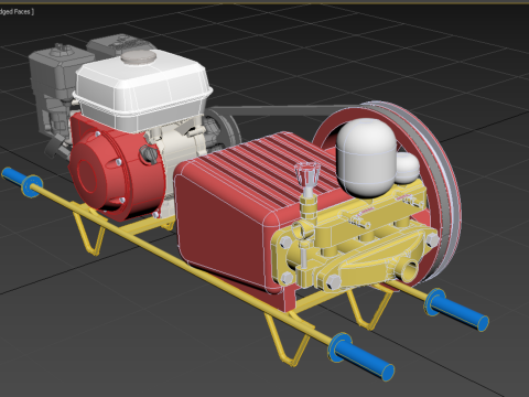 PLUNGER PUMP GASOLINE ENGINE SPRAYER PRESSURE WATER JET CAR WASH 3D Model