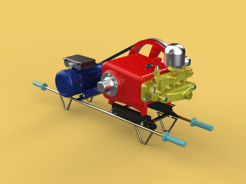 PLUNGER PUMP ELECTRIC MOTOR SPRAYER PRESSURE WATER JET CAR WASH 3D Model