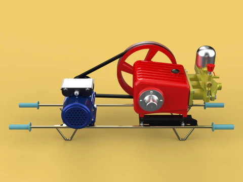POMPA A PISTONE MOTORE ELETTRICO IRRORATORE GETTO D'ACQUA A PRESSIONE AUTOLAVAGGIO Modello 3D