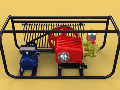 POMPA ELETTRICA A PISTONE MOTORE SPRUZZATORE GETTO D'ACQUA A PRESSIONE AUTOLAVAGGIO Modello 3D