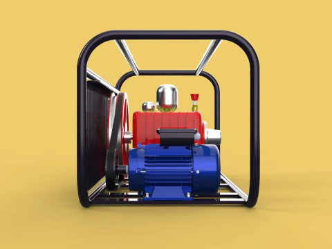 POMPA ELETTRICA A PISTONE MOTORE SPRUZZATORE GETTO D'ACQUA A PRESSIONE AUTOLAVAGGIO Modello 3D