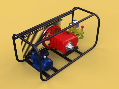 POMPA ELETTRICA A PISTONE MOTORE SPRUZZATORE GETTO D'ACQUA A PRESSIONE AUTOLAVAGGIO Modello 3D