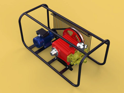 POMPA ELETTRICA A PISTONE MOTORE SPRUZZATORE GETTO D'ACQUA A PRESSIONE AUTOLAVAGGIO Modello 3D