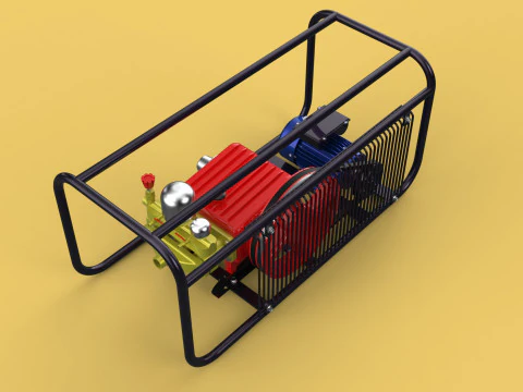 POMPA ELETTRICA A PISTONE MOTORE SPRUZZATORE GETTO D'ACQUA A PRESSIONE AUTOLAVAGGIO Modello 3D