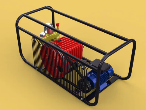 POMPA ELETTRICA A PISTONE MOTORE SPRUZZATORE GETTO D'ACQUA A PRESSIONE AUTOLAVAGGIO Modello 3D