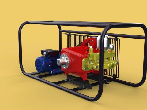 POMPA ELETTRICA A PISTONE MOTORE SPRUZZATORE GETTO D'ACQUA A PRESSIONE AUTOLAVAGGIO Modello 3D