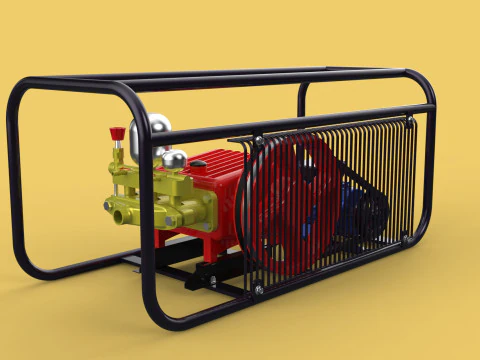 POMPA ELETTRICA A PISTONE MOTORE SPRUZZATORE GETTO D'ACQUA A PRESSIONE AUTOLAVAGGIO Modello 3D