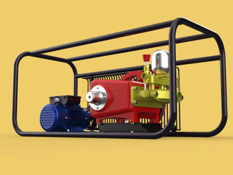 POMPA ELETTRICA A PISTONE MOTORE SPRUZZATORE GETTO D'ACQUA A PRESSIONE AUTOLAVAGGIO Modello 3D