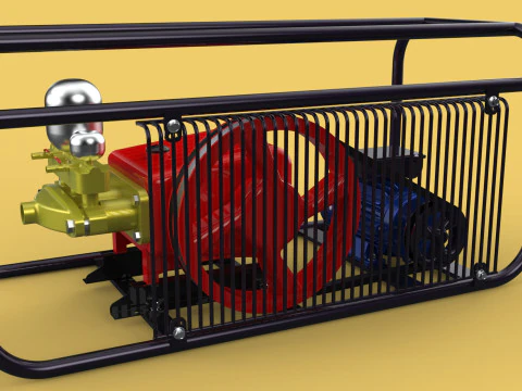 POMPA ELETTRICA A PISTONE MOTORE SPRUZZATORE GETTO D'ACQUA A PRESSIONE AUTOLAVAGGIO Modello 3D