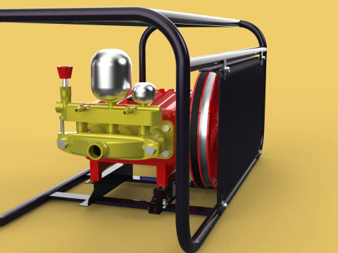 POMPA ELETTRICA A PISTONE MOTORE SPRUZZATORE GETTO D'ACQUA A PRESSIONE AUTOLAVAGGIO Modello 3D