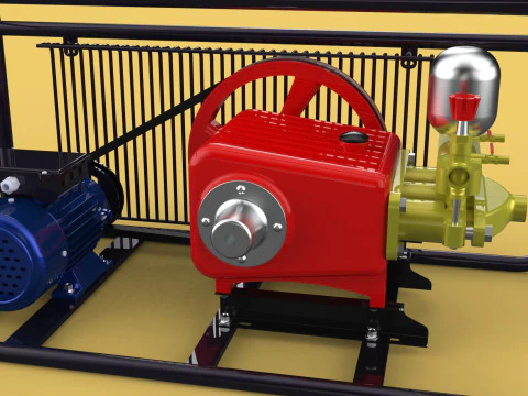 POMPA ELETTRICA A PISTONE MOTORE SPRUZZATORE GETTO D'ACQUA A PRESSIONE AUTOLAVAGGIO Modello 3D