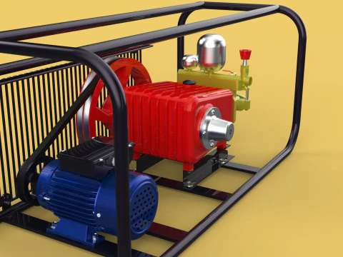 POMPA ELETTRICA A PISTONE MOTORE SPRUZZATORE GETTO D'ACQUA A PRESSIONE AUTOLAVAGGIO Modello 3D