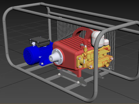 POMPA ELETTRICA A PISTONE MOTORE SPRUZZATORE GETTO D'ACQUA A PRESSIONE AUTOLAVAGGIO Modello 3D