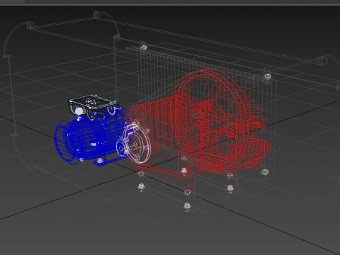 POMPA ELETTRICA A PISTONE MOTORE SPRUZZATORE GETTO D'ACQUA A PRESSIONE AUTOLAVAGGIO Modello 3D