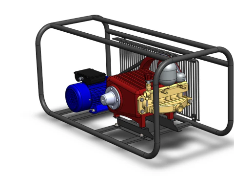 POMPA ELETTRICA A PISTONE MOTORE SPRUZZATORE GETTO D'ACQUA A PRESSIONE AUTOLAVAGGIO Modello 3D