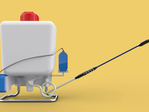 太陽電池 電気ナップザック噴霧器 タンク ポンプ モーター バッテリー 3Dモデル