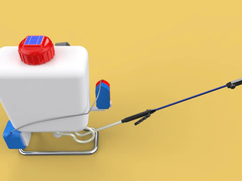 太陽電池 電気ナップザック噴霧器 タンク ポンプ モーター バッテリー 3Dモデル