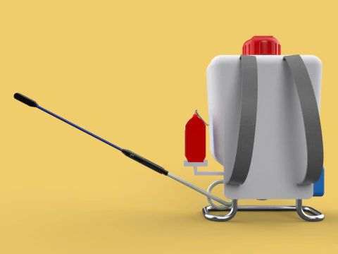 太陽電池 電気ナップザック噴霧器 タンク ポンプ モーター バッテリー 3Dモデル