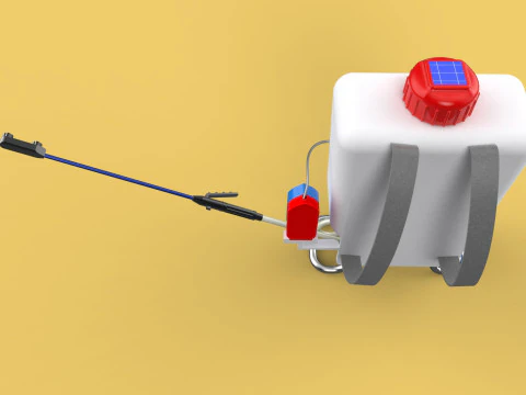 太陽電池 電気ナップザック噴霧器 タンク ポンプ モーター バッテリー 3Dモデル