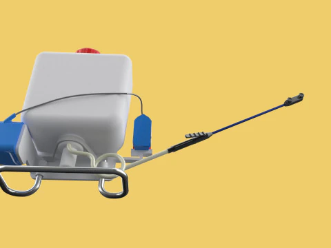 太陽電池 電気ナップザック噴霧器 タンク ポンプ モーター バッテリー 3Dモデル