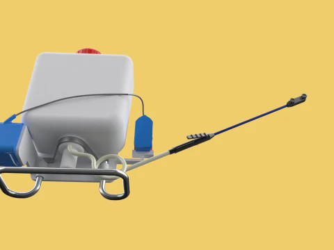 太陽電池 電気ナップザック噴霧器 タンク ポンプ モーター バッテリー 3Dモデル