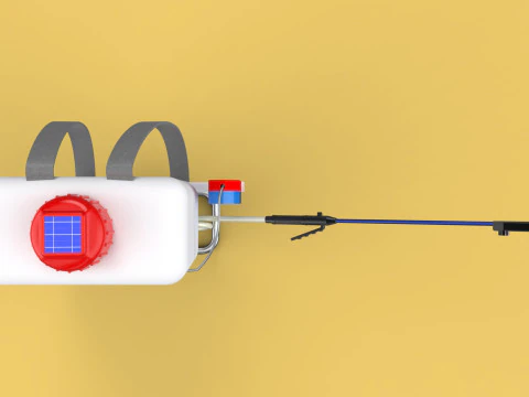 太陽電池 電気ナップザック噴霧器 タンク ポンプ モーター バッテリー 3Dモデル