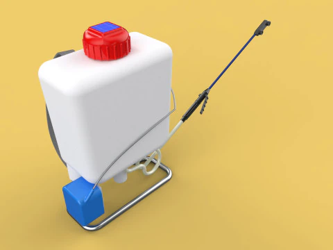 太陽電池 電気ナップザック噴霧器 タンク ポンプ モーター バッテリー 3Dモデル
