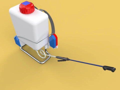 太陽電池 電気ナップザック噴霧器 タンク ポンプ モーター バッテリー 3Dモデル