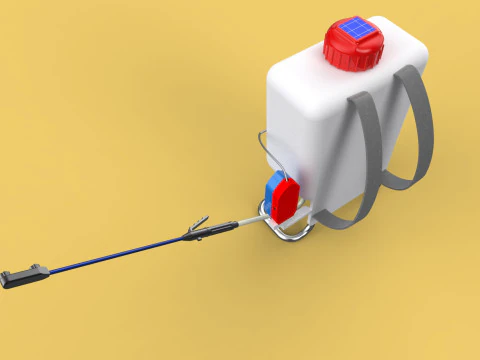太陽電池 電気ナップザック噴霧器 タンク ポンプ モーター バッテリー 3Dモデル