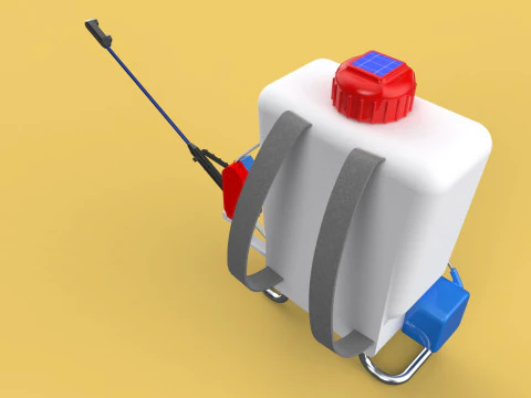 太陽電池 電気ナップザック噴霧器 タンク ポンプ モーター バッテリー 3Dモデル