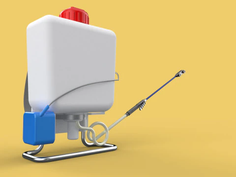 太陽電池 電気ナップザック噴霧器 タンク ポンプ モーター バッテリー 3Dモデル